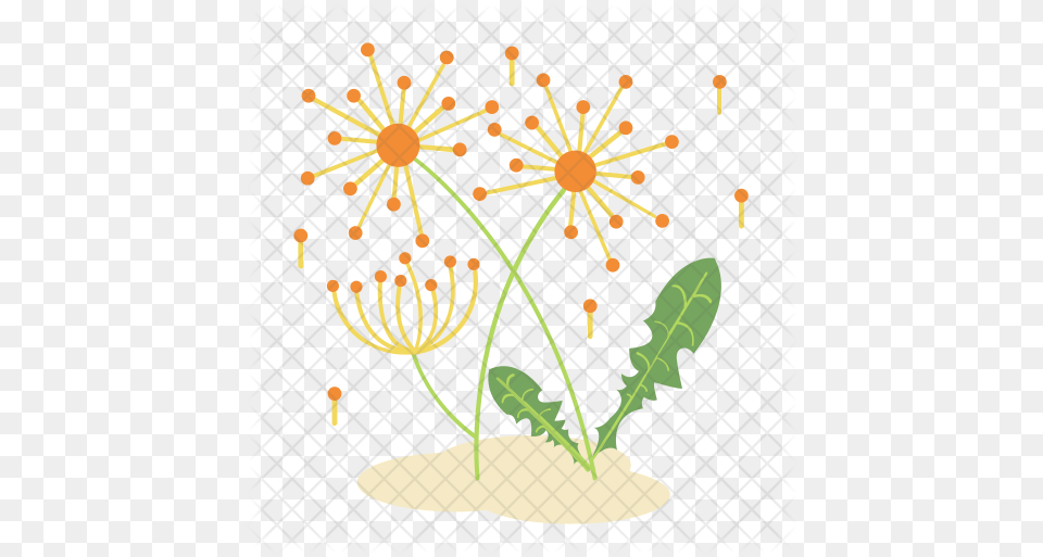 Dandelion Flower Icon Motif, Anther, Plant, Daisy, Pattern Free Png Download