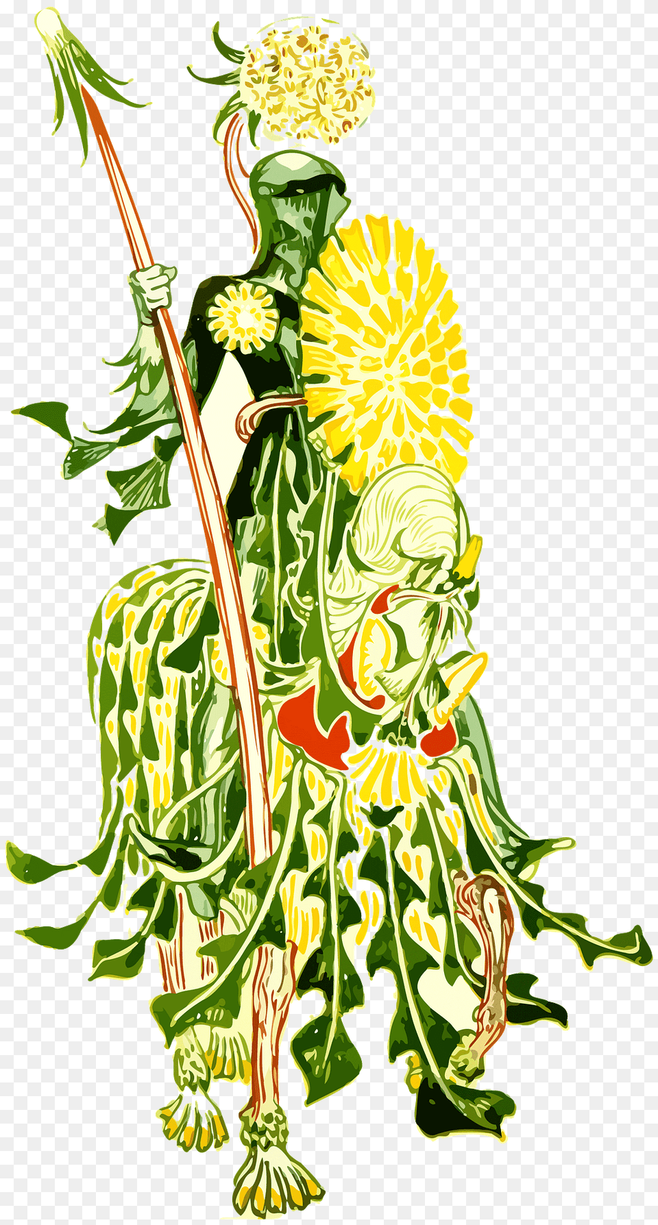 Dandelion Knight Clipart, Graphics, Art, Floral Design, Pattern Png