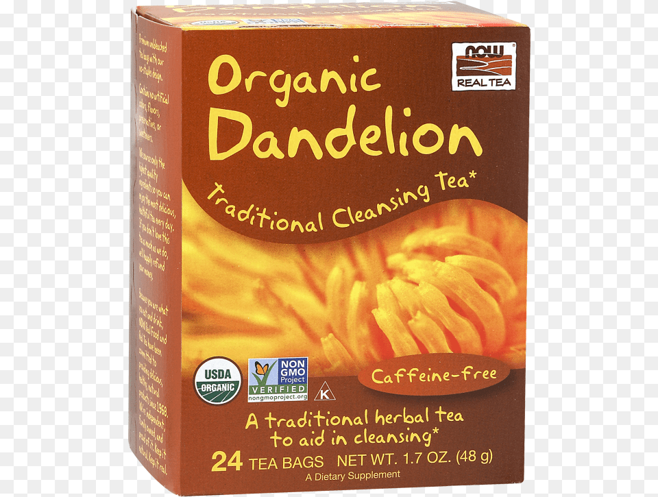 Dandelion Tea Organic Now Foods Cleansing Herbal Tea Dandelion 24 Tea, Book, Publication, Food, Fruit Png Image