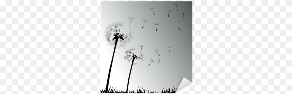 Dandelion Vector In A Grass Field At Night Sticker Mural, Flower, Plant, Animal, Bird Free Png