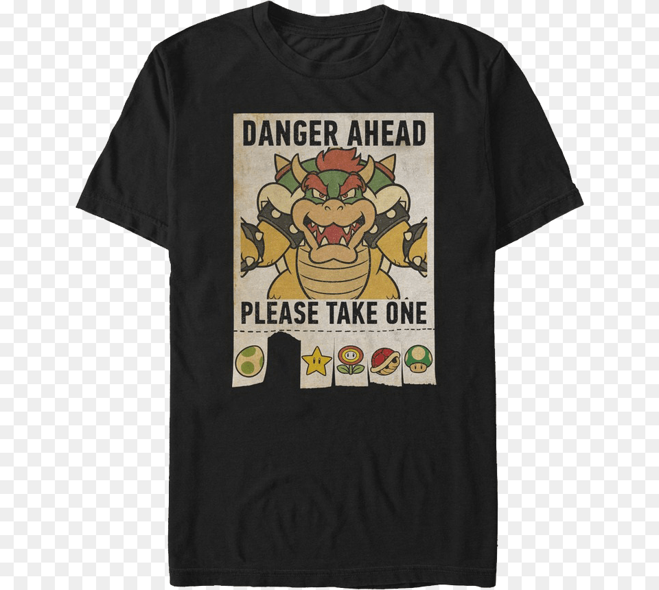 Danger Ahead Super Mario Bros T Shirt, Clothing, T-shirt, Person Free Png