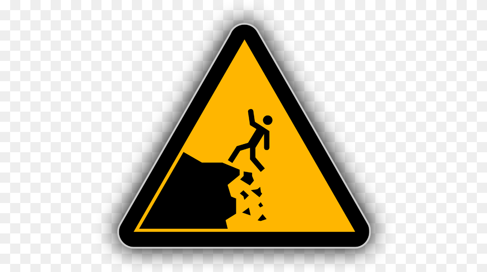 Danger Cliff Sign, Symbol, Person, Road Sign, Triangle Free Transparent Png