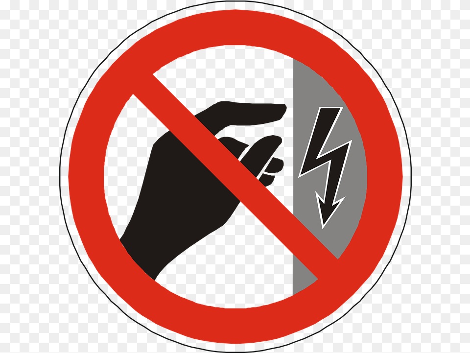 Danger Electricity Touch Food With Circle Through, Sign, Symbol, Road Sign, Disk Free Png
