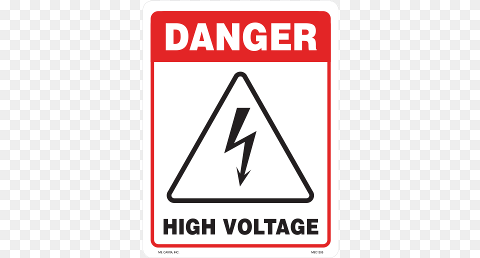 Danger High Voltage Styrene Sign Sign, Symbol, Road Sign Free Png Download