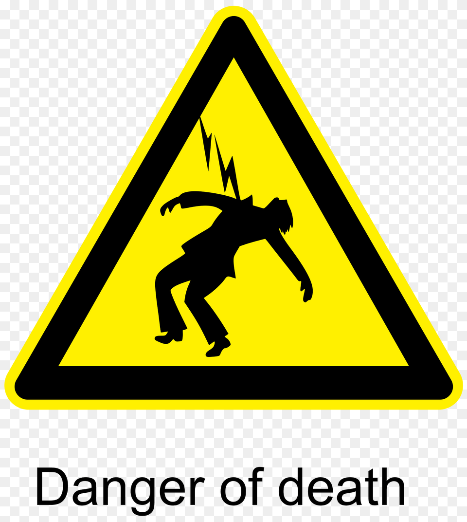 Danger Of Death Warning Sign Clipart, Symbol, Road Sign, Person Png