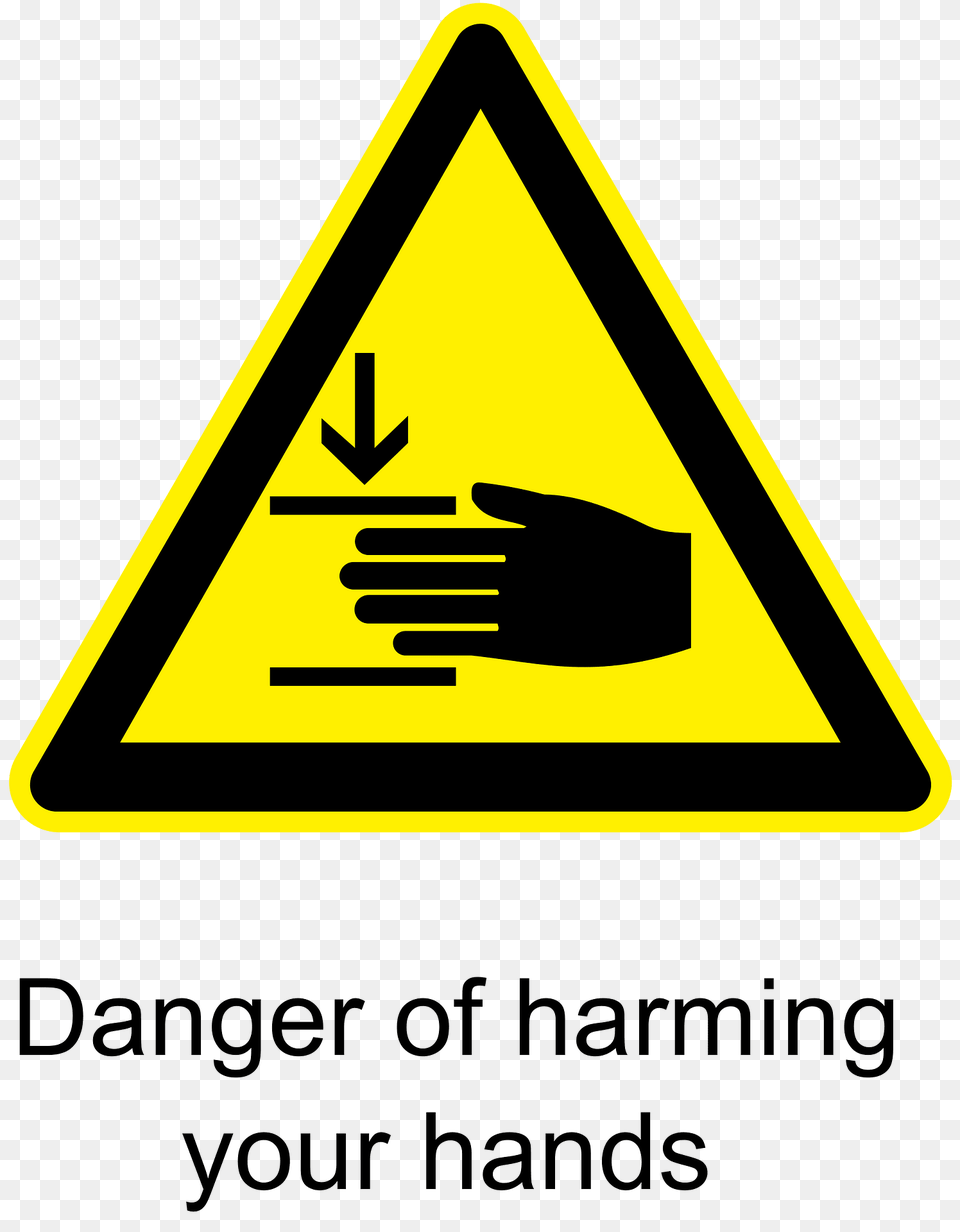 Danger Of Harming Your Hands Warning Sign Clipart, Symbol, Road Sign Free Png