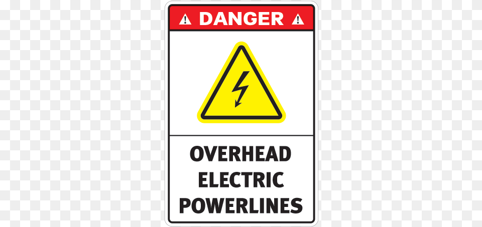 Danger Overhead Electric Power Lines Traffic Sign, Symbol, Road Sign Png