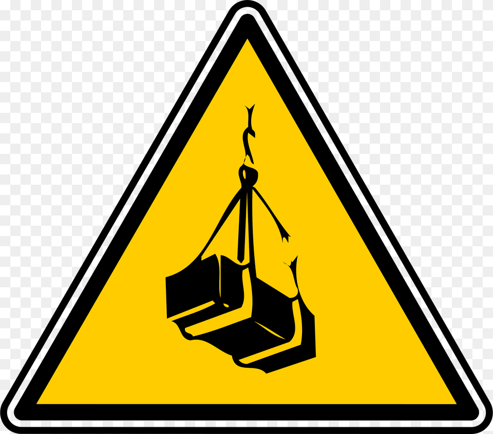 Danger Overhead Warning Sign Clipart, Symbol, Triangle, Person, Road Sign Png