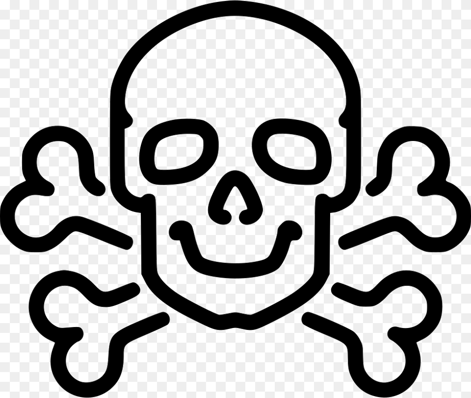 Danger Poison High Voltage Death Skull Jolly Roger Bone Bones, Stencil, Face, Head, Person Free Png Download