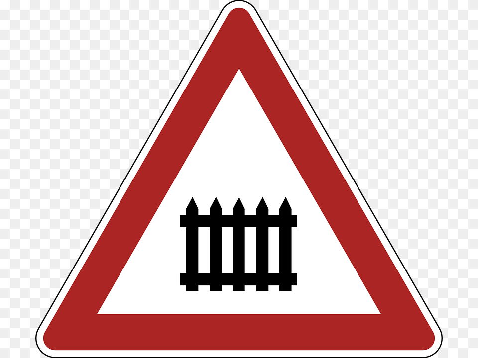 Danger Warning Railyway Crossing, Sign, Symbol, Road Sign Png Image