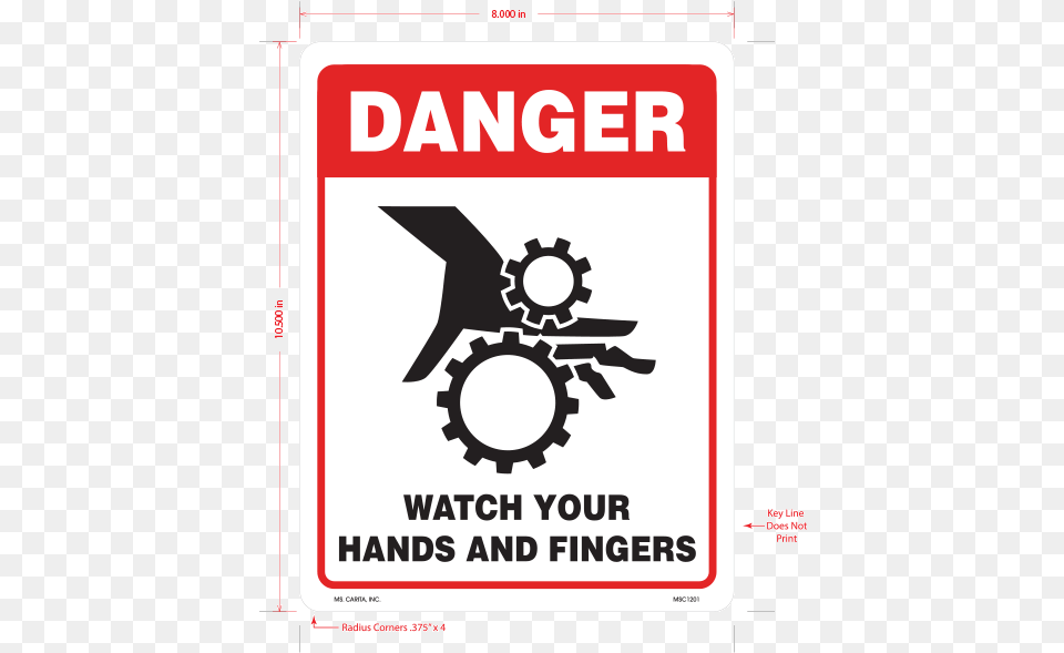 Danger Watch Your Hands And Fingers Styrene Sign Automatic Machinery Warning Sign, Advertisement, Poster, Symbol Free Png Download