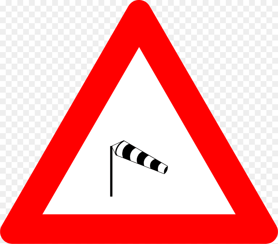Dangerous Crosswinds Sign In Belgium Clipart, Symbol, Road Sign, Triangle Png