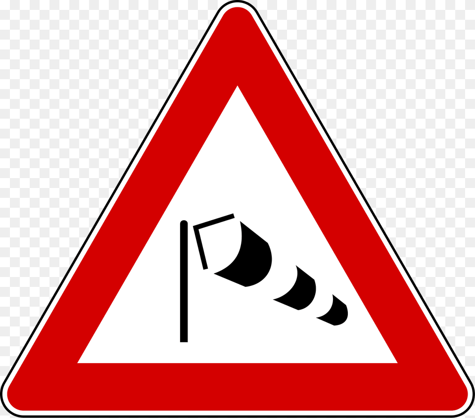 Dangerous Crosswinds Sign In Italy Clipart, Symbol, Road Sign Free Png