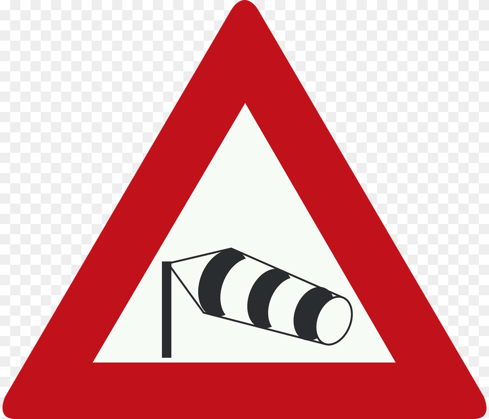 Dangerous Crosswinds Sign In Netherlands Clipart, Symbol, Road Sign, Triangle, Rocket Free Png