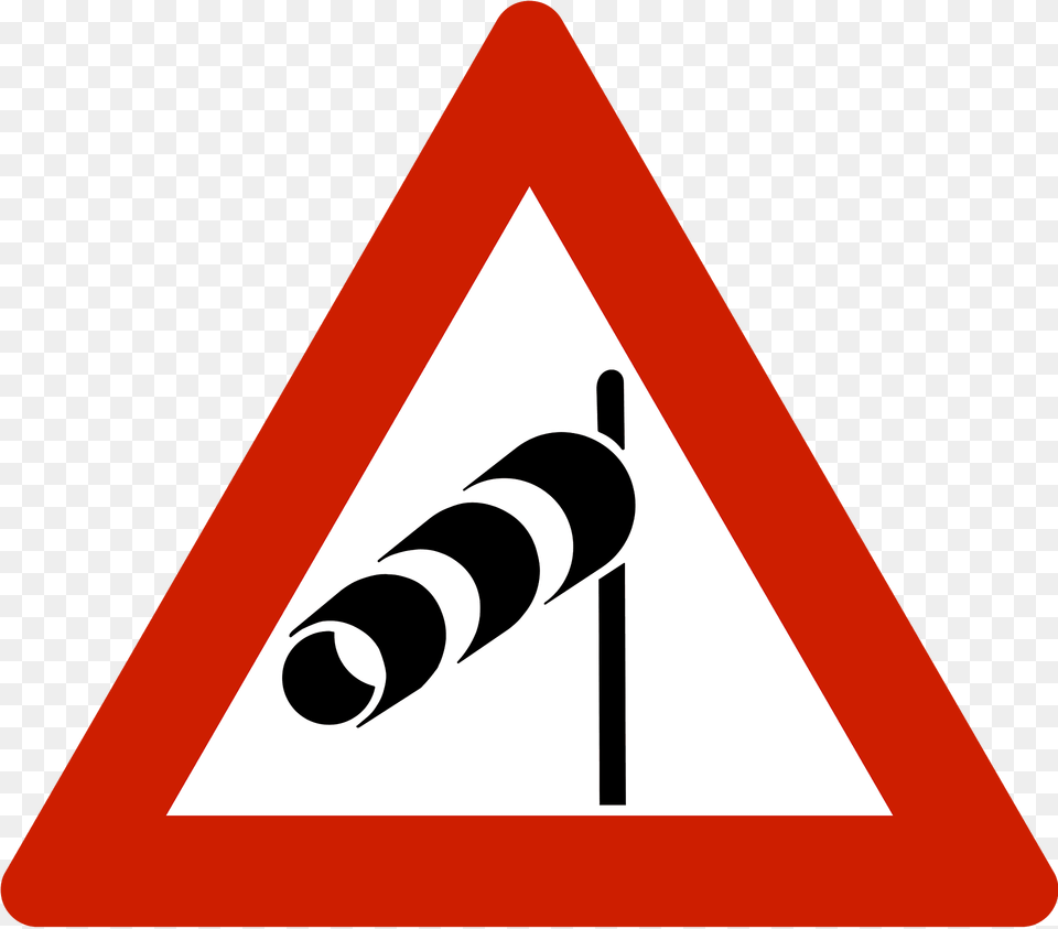 Dangerous Crosswinds Sign In Norway Clipart, Symbol, Road Sign, Rocket, Weapon Free Png Download