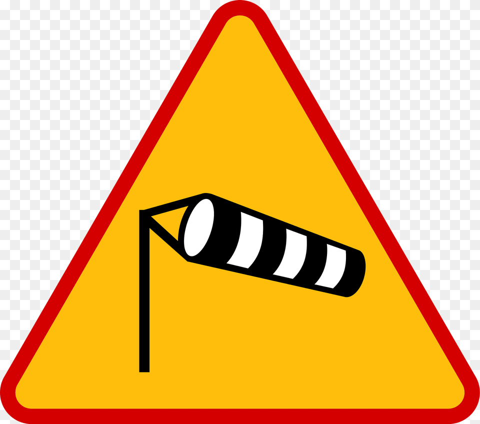 Dangerous Crosswinds Sign In Poland Clipart, Symbol, Road Sign Free Png