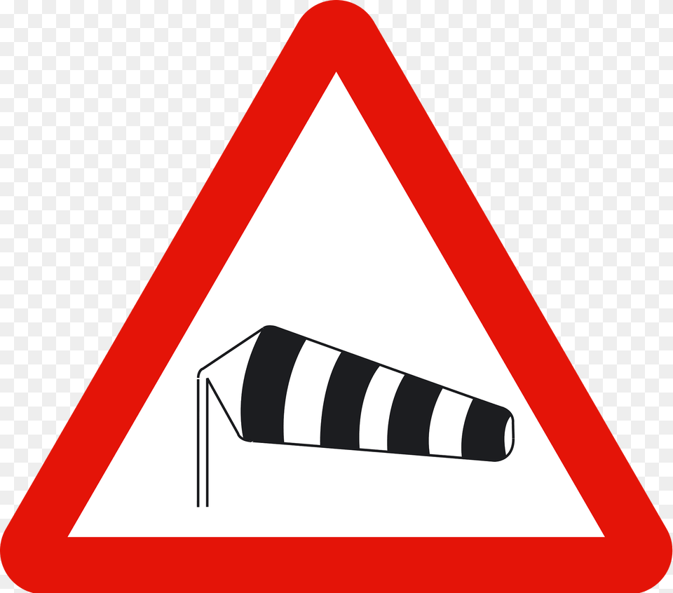Dangerous Crosswinds Sign In Spain Clipart, Symbol, Road Sign, Triangle Png Image