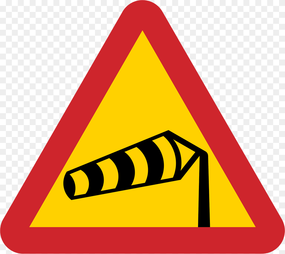 Dangerous Crosswinds Sign In Sweden Clipart, Symbol, Road Sign, Dynamite, Weapon Png Image