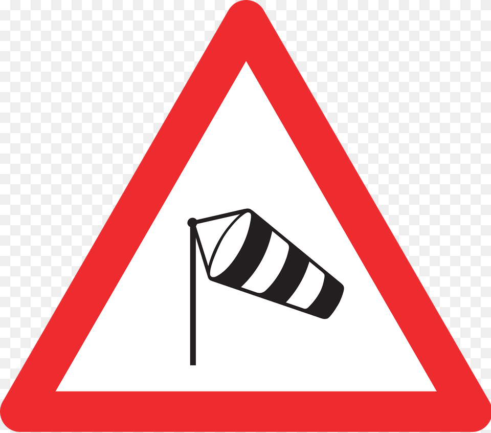 Dangerous Crosswinds Sign In Switzerland Clipart, Symbol, Triangle, Road Sign Png