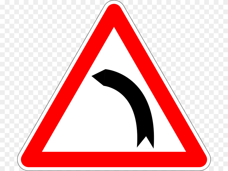 Dangerous Curse To Left Road Sign Left Curve Road Sign, Symbol, Road Sign Free Png Download