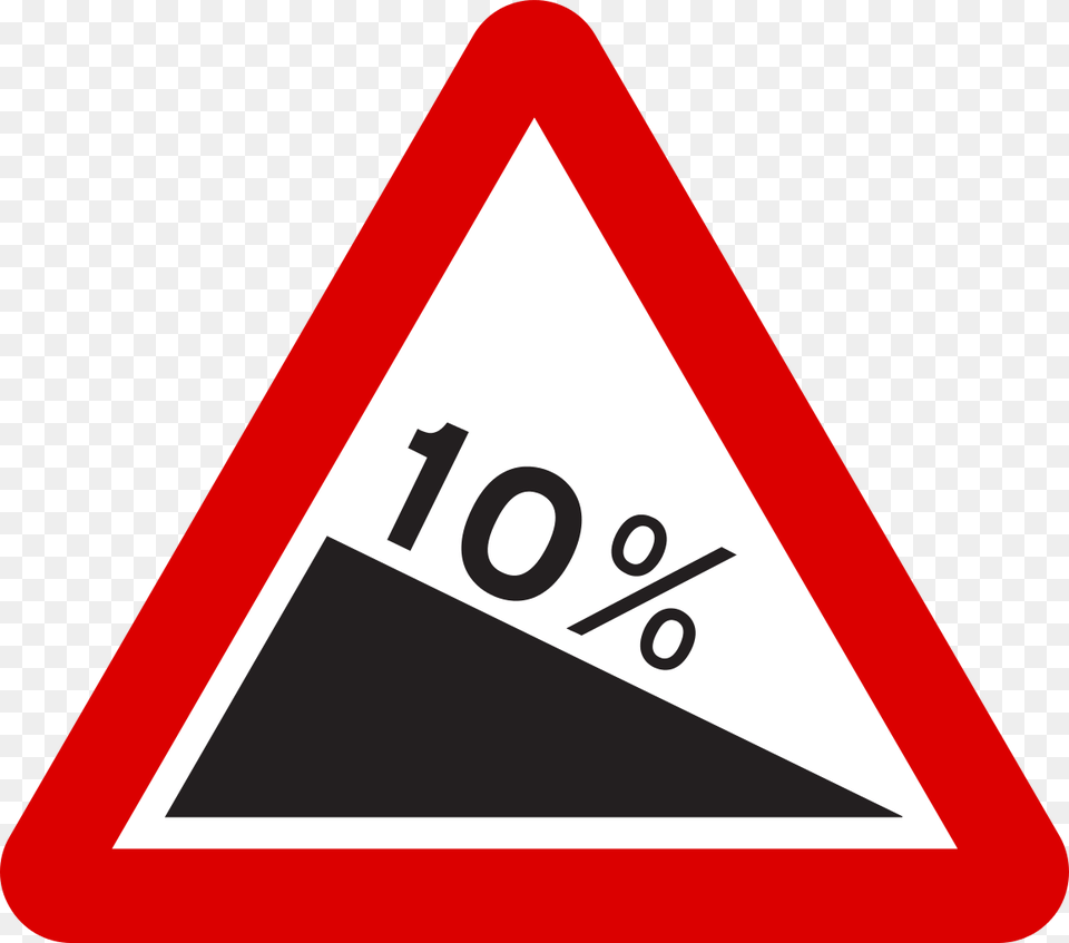 Dangerous Descent, Sign, Symbol, Triangle, Road Sign Png Image