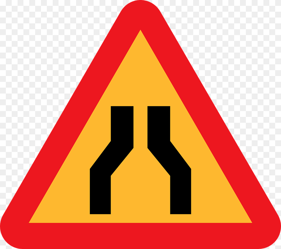 Dangerous Left Bend Sign, Symbol, Road Sign Png