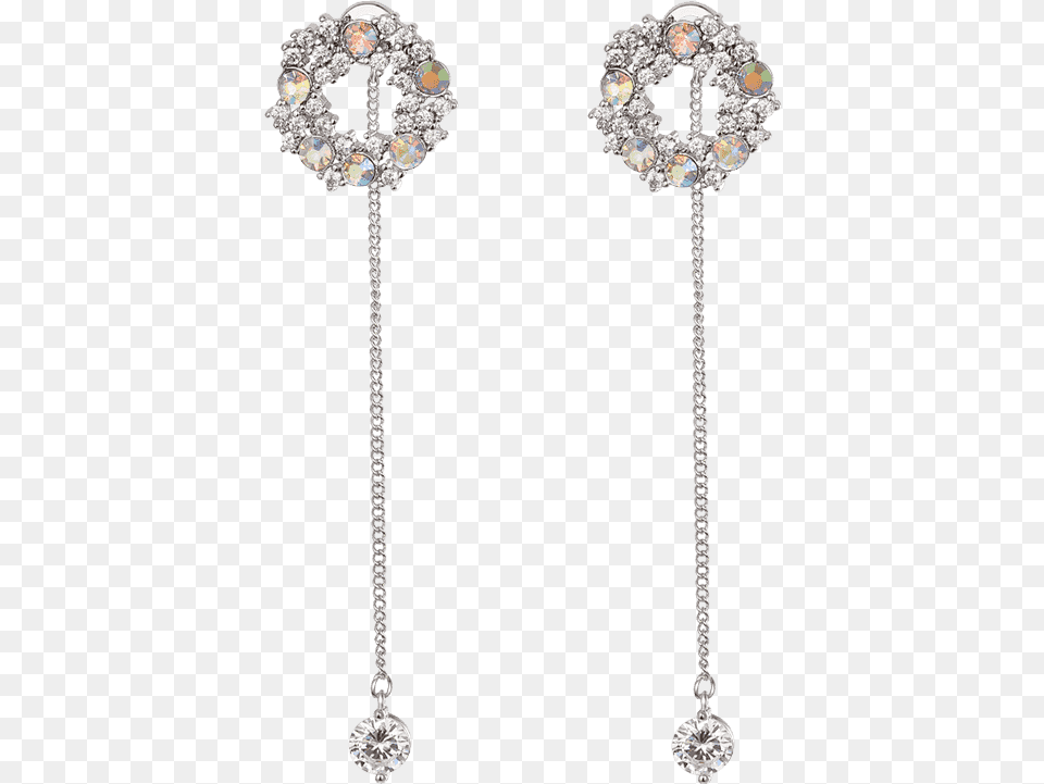 Dangle Korean Earring Silver Crystal Earrings, Accessories, Jewelry, Necklace, Diamond Free Transparent Png