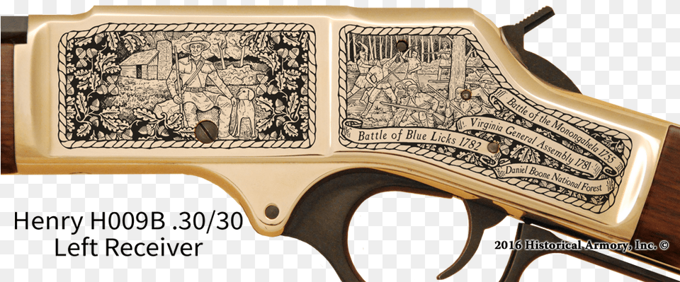 Daniel Boone Limited Edition Engraved Rifle Lineman Edition Henry Rifle, Firearm, Weapon, Gun, Person Free Transparent Png