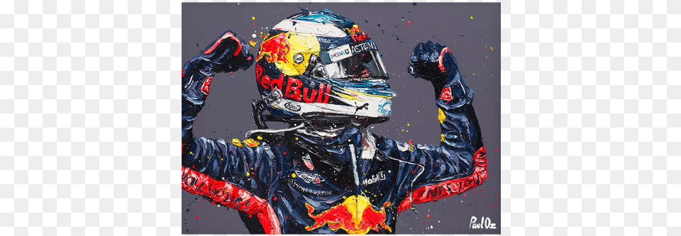 Daniel Ricciardo 2018 Helmet Paul Oz Hand Embellished Daniel Ricciardo Helmet 2018, Crash Helmet, Adult, Male, Man Png Image