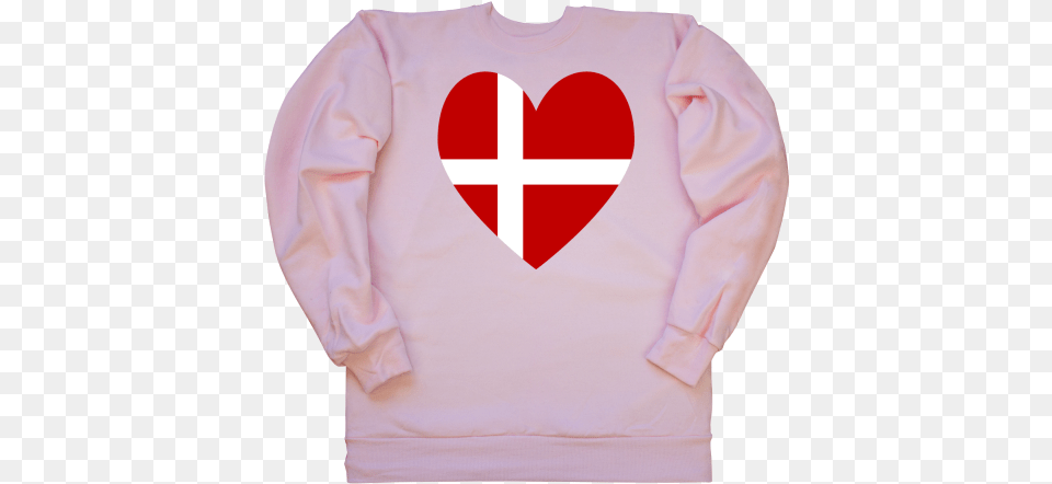 Danish Flag Heart Valentine Crewneck Sweatshirt Sweatshirt, Clothing, Knitwear, Long Sleeve, Sleeve Png