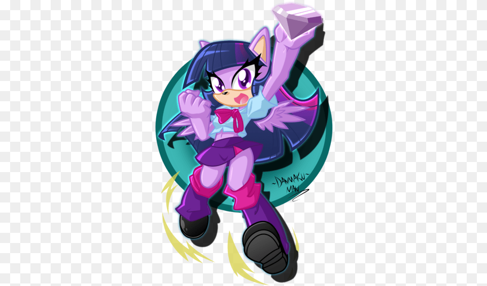 Danmakuman Belly Button Chaos Emerald Clothes Crossover Twilight Sparkle Mobian, Book, Comics, Publication, Purple Free Png Download