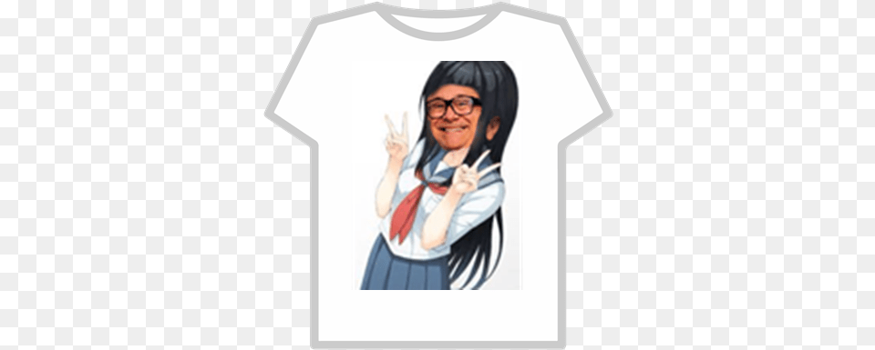 Danny Devito Chan Roblox Anime Girl Peace Sign, Book, Clothing, Comics, T-shirt Free Png Download