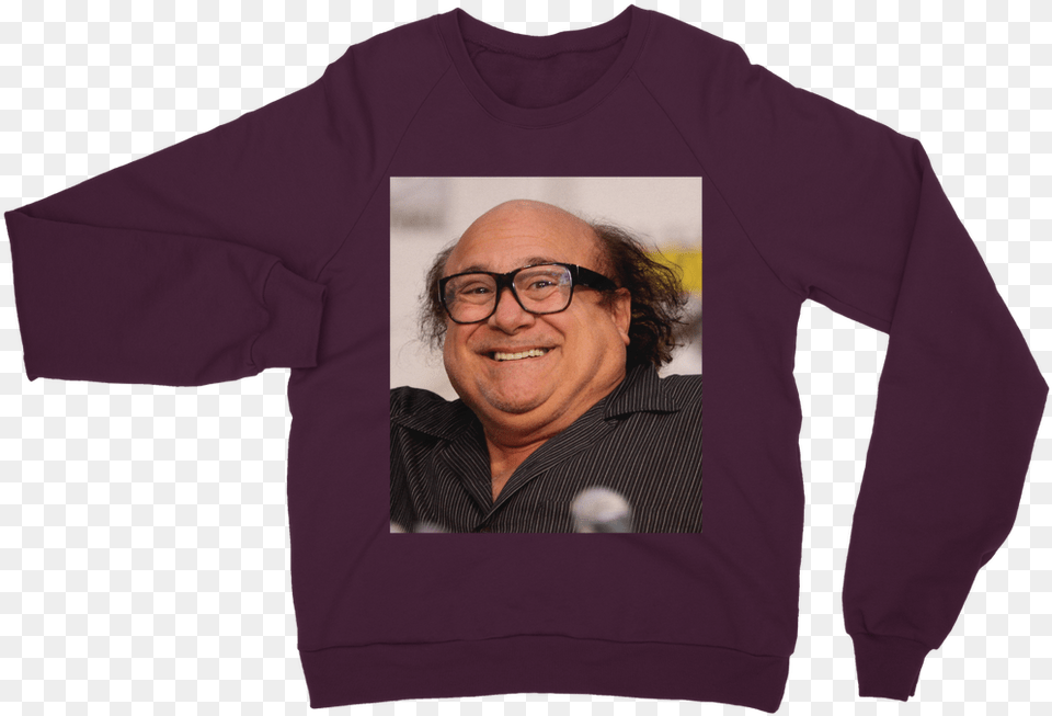 Danny Devito Classic Adult Sweatshirt Sweatshirt, T-shirt, Sleeve, Person, Man Free Transparent Png