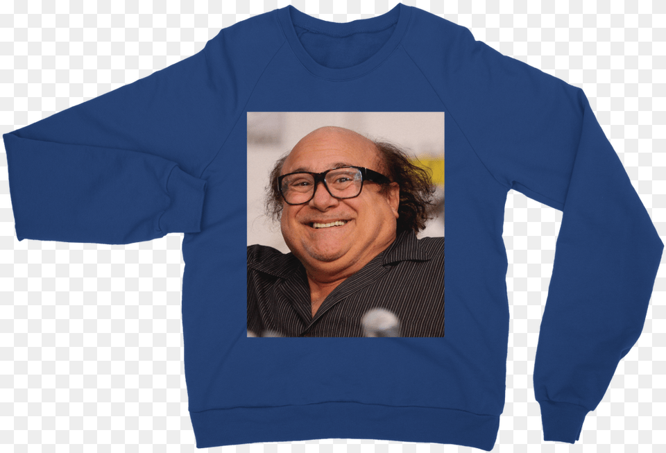 Danny Devito Classic Adult Sweatshirtclass Don We Now Our Gay Apparel Sweater, T-shirt, Sleeve, Person, Man Png Image