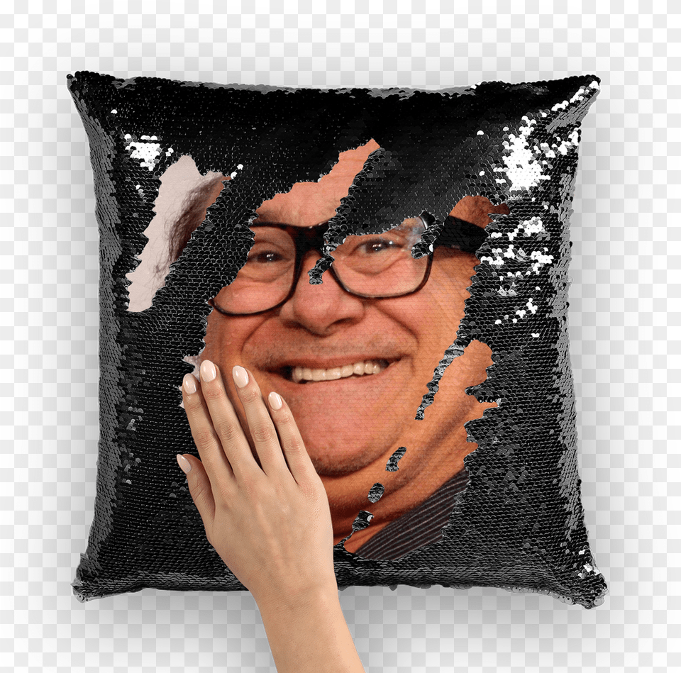 Danny Devito Sequin Cushion Cover Nic Cage Sequin Pillow, Home Decor, Accessories, Person, Woman Png