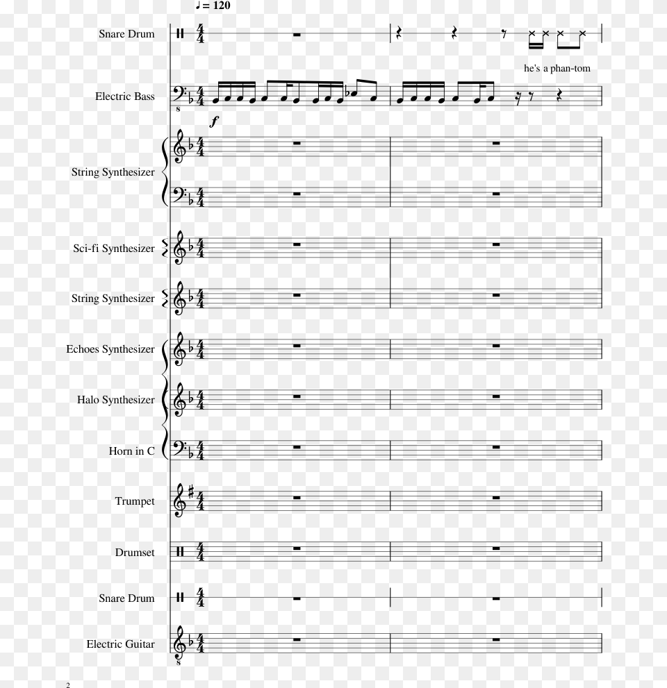 Danny Phantom Theme Sheet Music 2 Of 20 Pages Danny Phantom Theme Song Notes, Gray Png Image