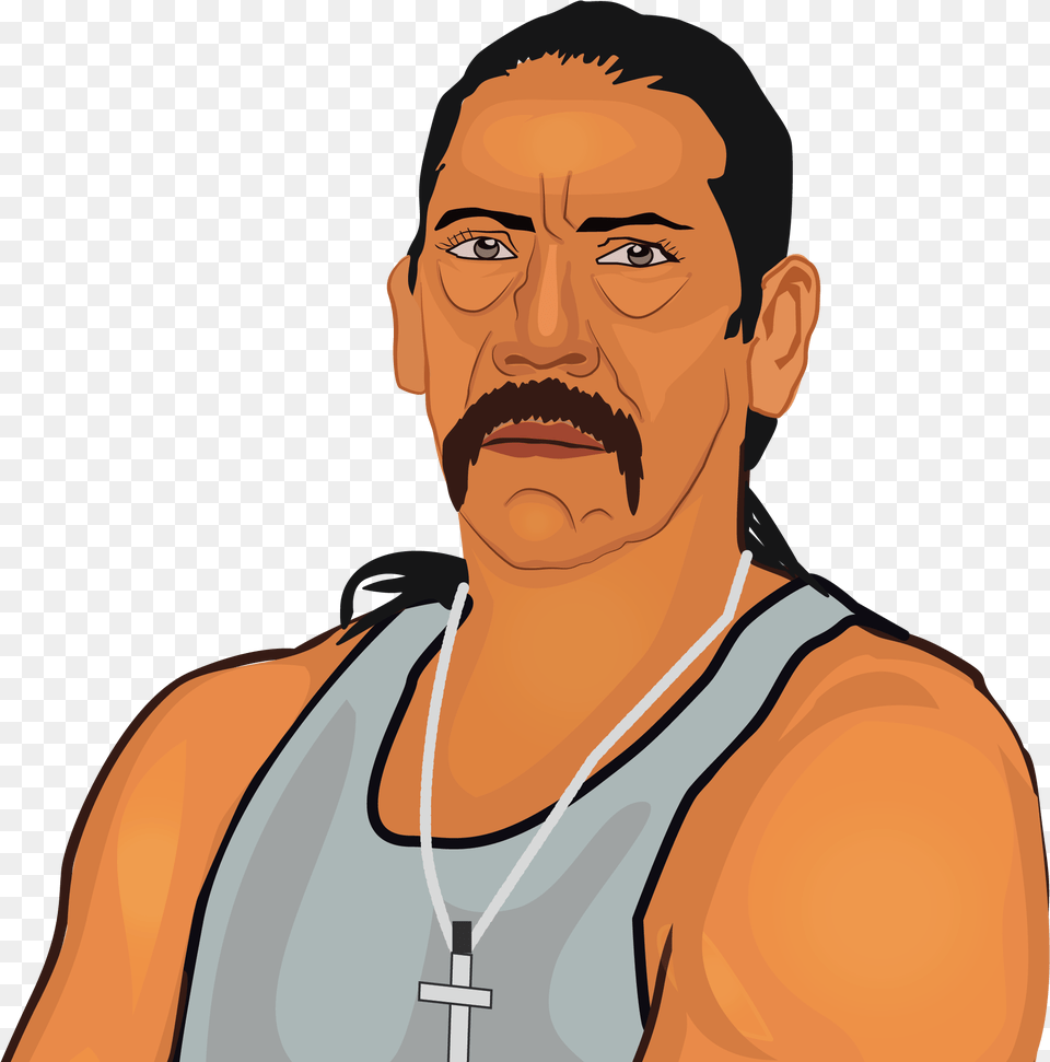 Danny Trejo Mexican Actor By Shalini Cartoon, Adult, Face, Head, Male Free Png Download