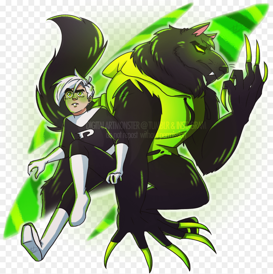 Dannymay Day Fifteen Danny Phantom And Wulf, Green, Electronics, Hardware, Person Free Transparent Png