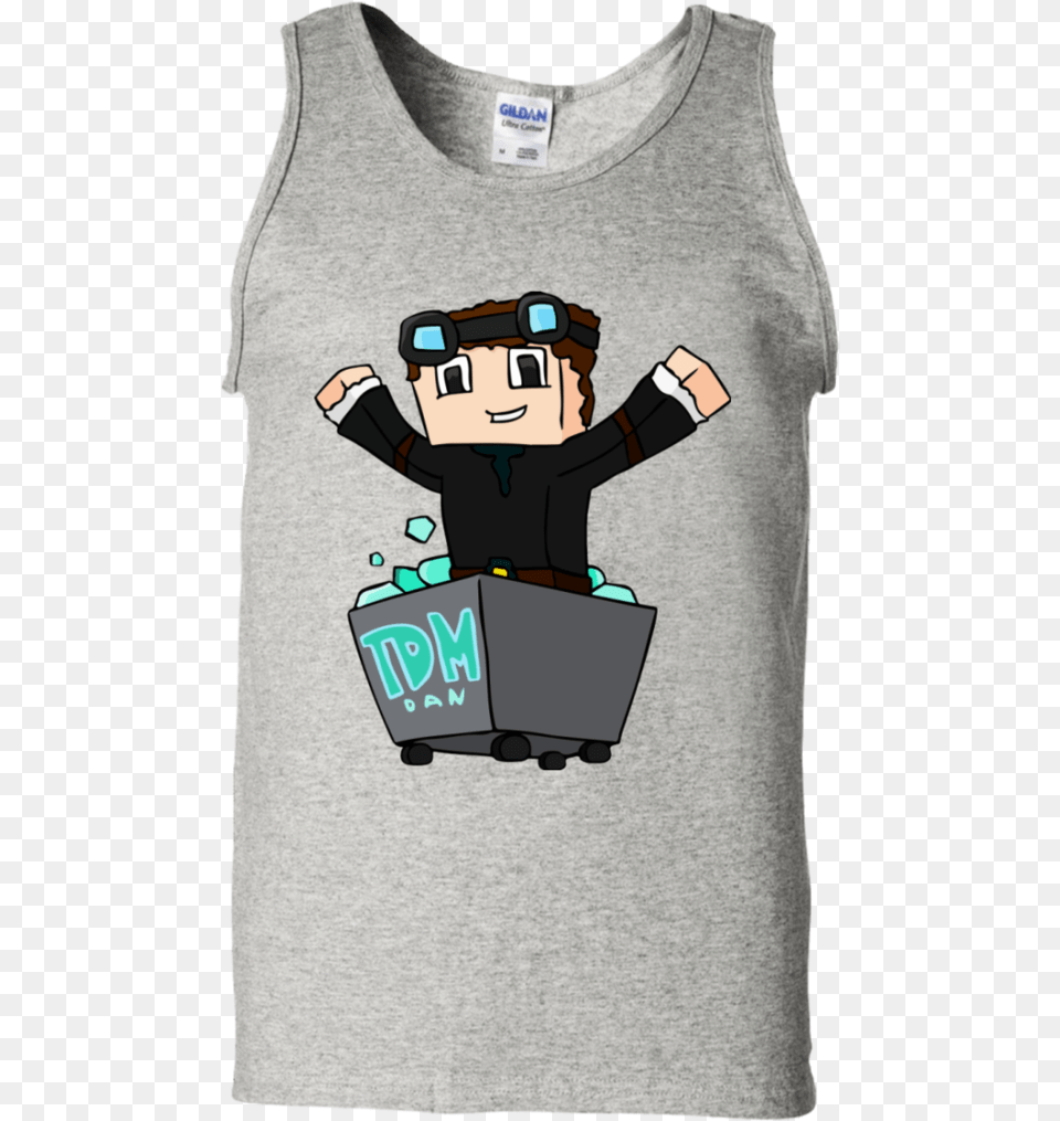 Dantdm The Diamond Minecart Tank Top Ash Sclass T Shirt, Clothing, T-shirt, Baby, Person Png