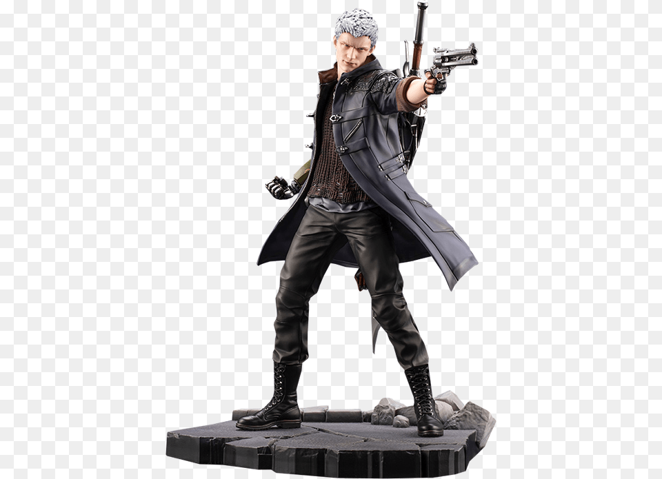 Dante Devil May Cry Statue, Weapon, Clothing, Coat, Firearm Free Transparent Png