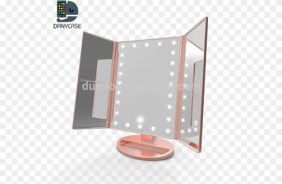 Danycase Trifold Led Lighted Makeup Vanity Mirror With Lampshade, Cabinet, Furniture, Electronics, Screen Free Transparent Png