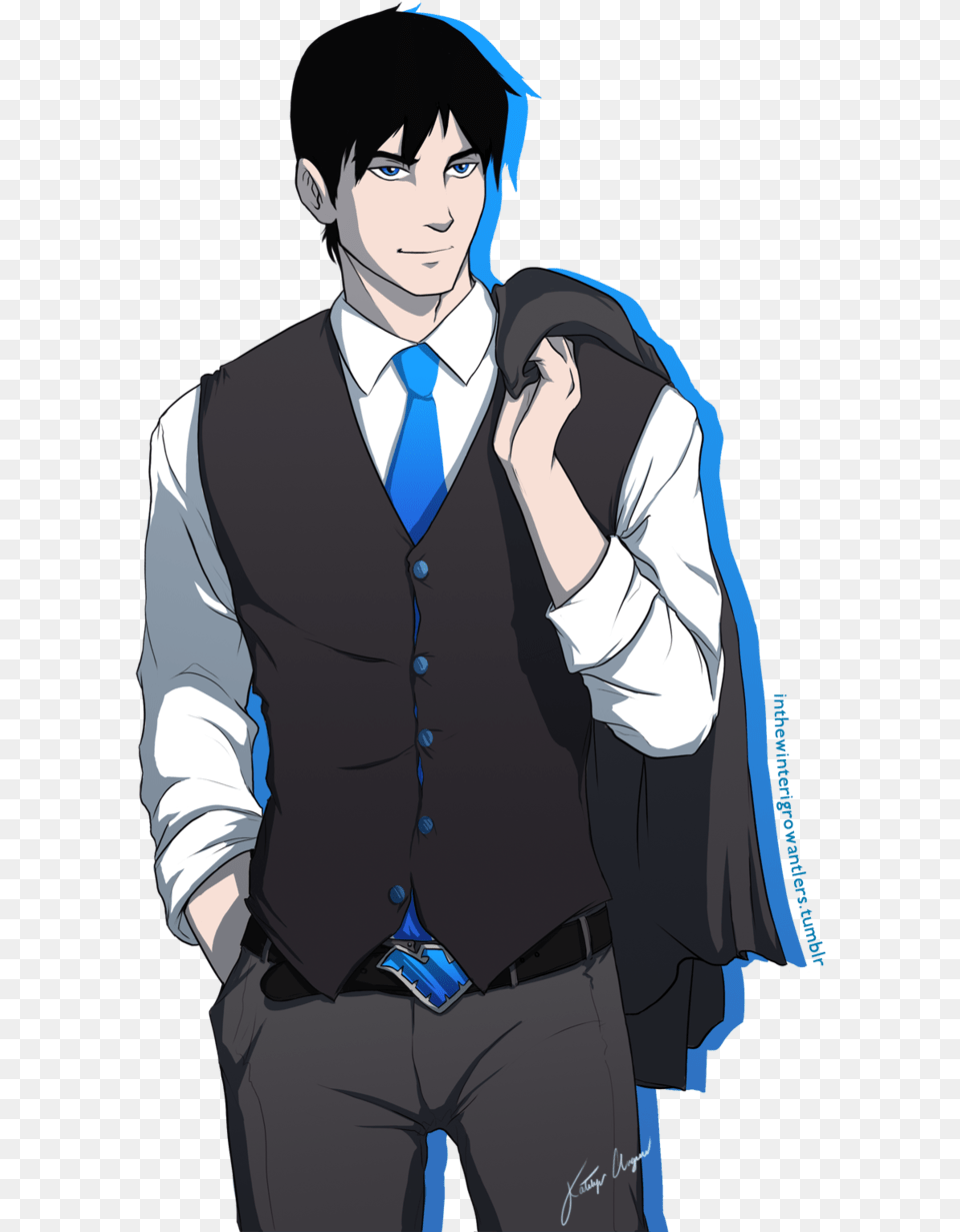 Dapper Dick Grayson Young Justice Photo Fanpop Nightwing Profile, Accessories, Tie, Publication, Person Free Png Download