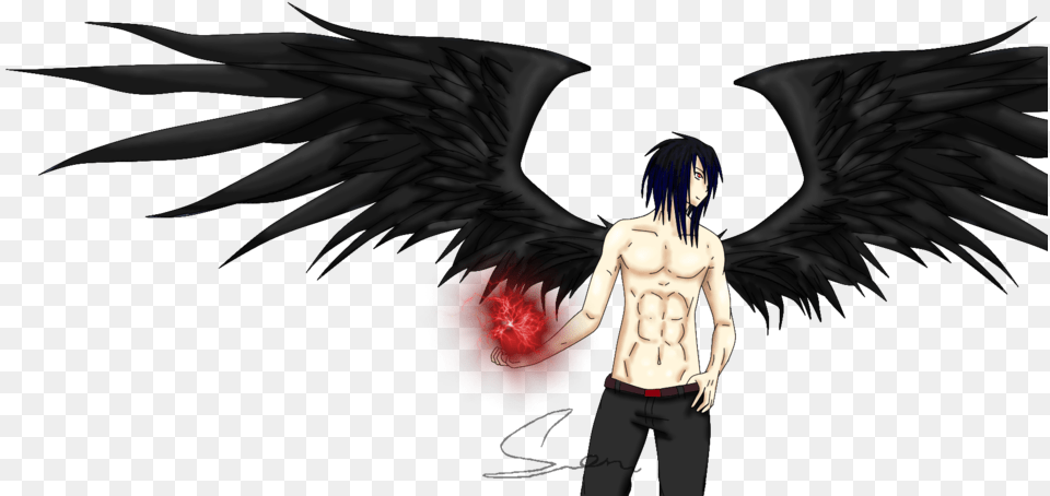Dark Angel Clipart Transparent Fallen Angel Wings Anime, Adult, Female, Person, Woman Free Png