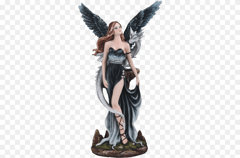 Dark Angel With Dragon Statue Beautiful Fairy, Adult, Female, Person, Woman Free Png