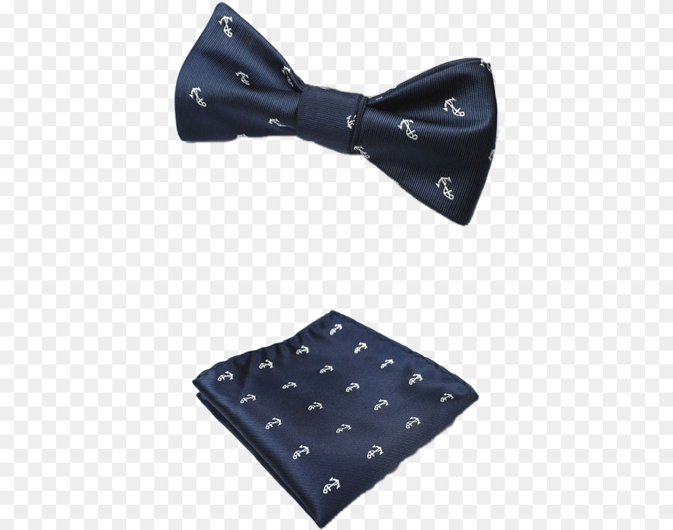 Dark Blue Anchor Bow Tie And Pocket Square, Accessories, Formal Wear, Necktie, Bow Tie Png Image