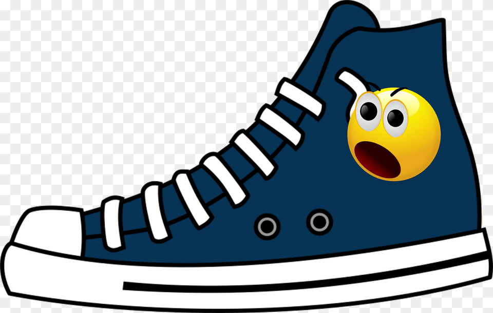 Dark Blue Converse High Top With An Angry Smiley Decoration Clipart, Clothing, Footwear, Shoe, Sneaker Free Png Download