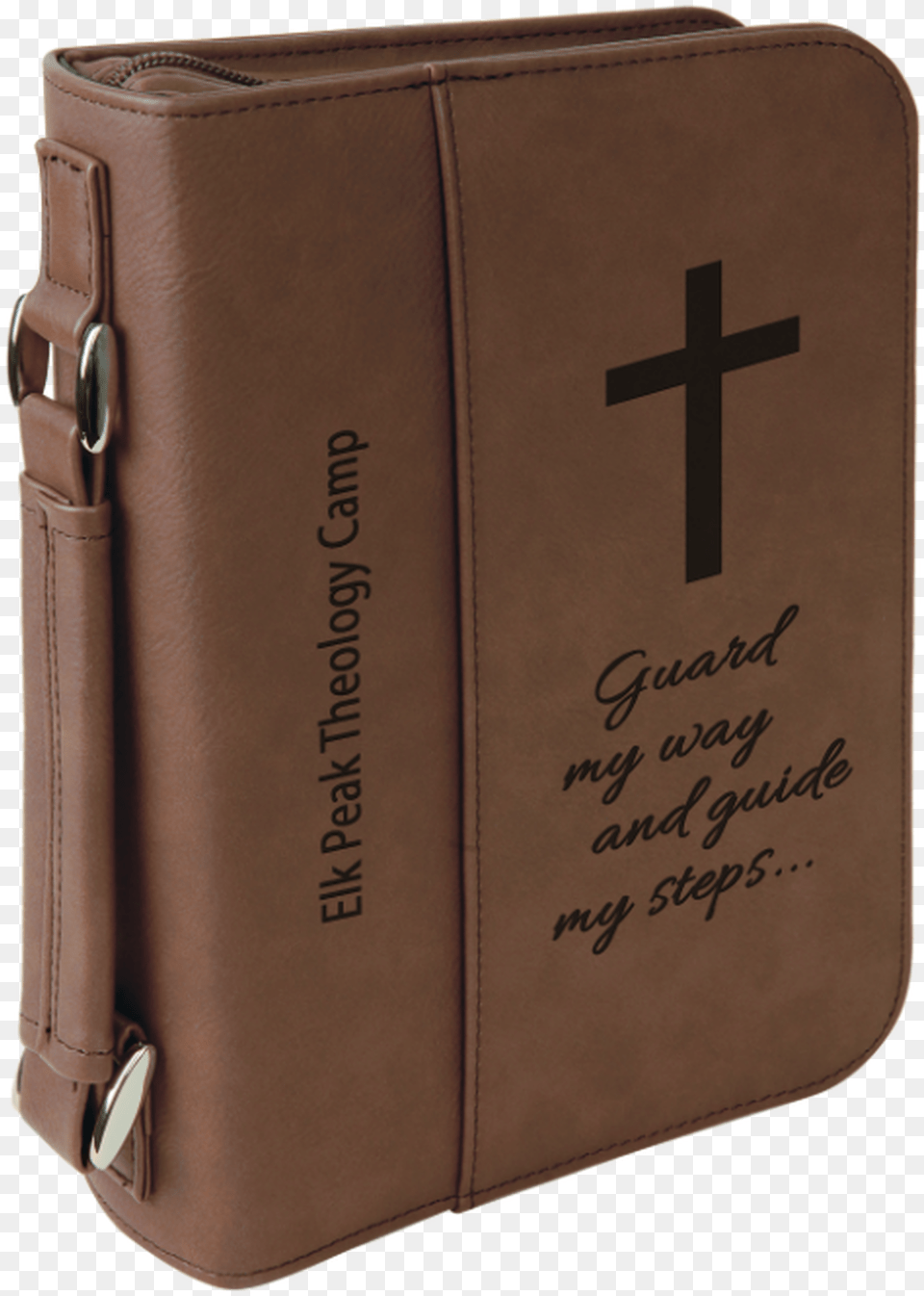 Dark Brown Leatherette Bookbible Cover With Zipper, Accessories, Bag, Handbag, Cross Free Png