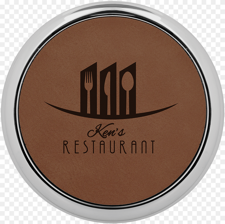 Dark Brown Round Coaster With Custom Laser Engraving Eye Shadow, Cutlery, Fork, Head, Person Free Png Download