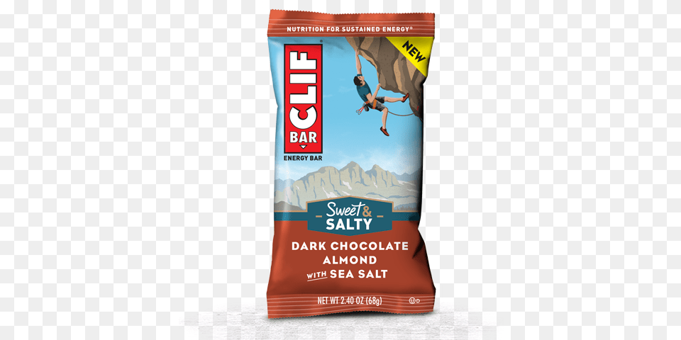 Dark Chocolate Almond With Sea Salt Packaging Clif Bar Chocolate Chunk With Sea Salt, Advertisement, Boy, Child, Male Png