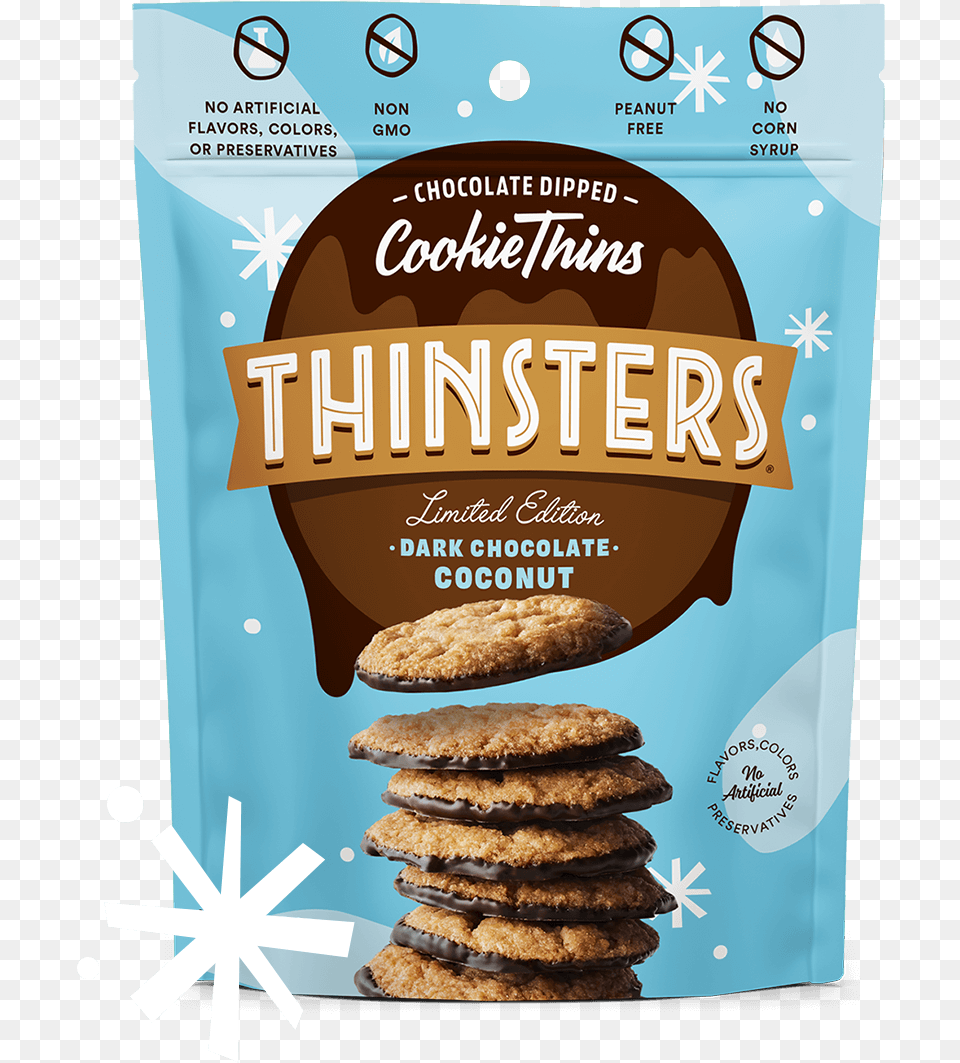 Dark Chocolate Coconut Coconut Chocolate Thinsters, Food, Sweets, Advertisement, Bread Png Image